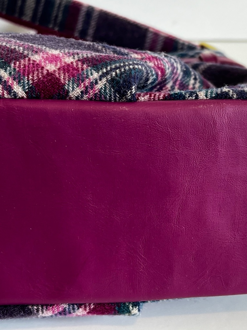 Ness Scotland Heritage Plaid Tweed Satchel Crossbody Bag - Purple/Burgundy - Picture 9 of 16